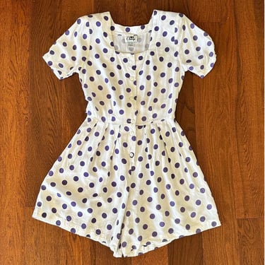 Vintage Romper | 90s Romper | Polka Dot Romper | Rayon Romper 
