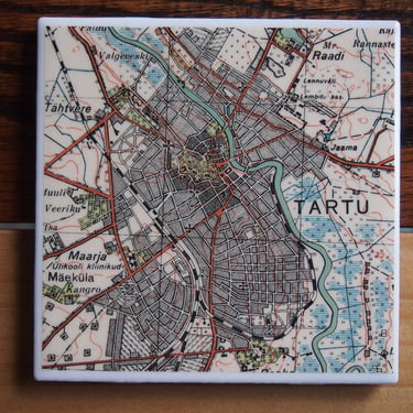 1939 Tartu Estonia Map Coaster. Estonia Gift. Tartu Map. Estonian Décor. Europe History Gift. Vintage Map. European Décor. Topographic Map. 