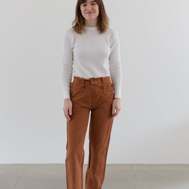 Vintage 26 waist Overdye Rust Orange Denim Broadfall Trousers | High Waist Workwear Pants | Sailor Pants | 