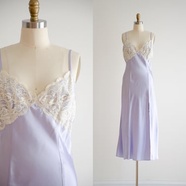 pastel purple nightgown 90s y2k vintage Victoria's Secret lavender bias cut silky lace lingerie 
