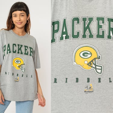 90s Green Bay Packers Shirt Riddell NFL Shirt Football Tshirt Vintage T-shirt 1990s Streetwear Wisconsin Sports Large L 