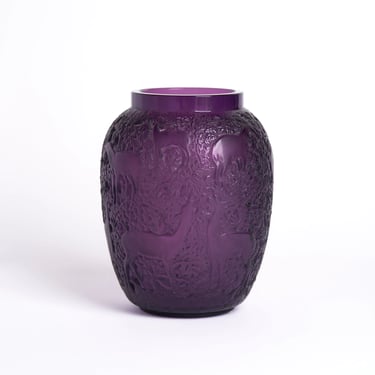 Lalique Purple Glass Biches Vase 