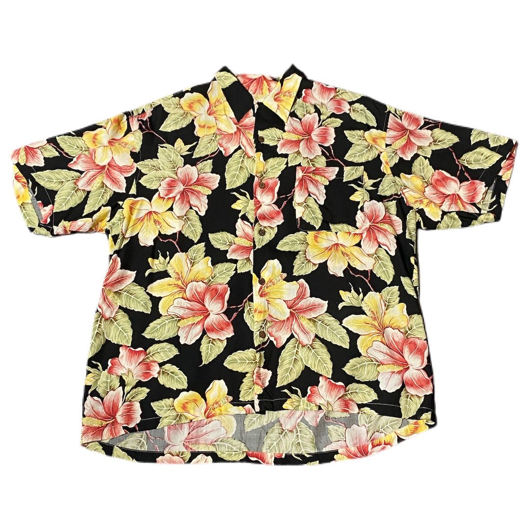(L) Black Floral Coral Garden Hawaiian Shirt 062922 RK | Chance Vintage ...