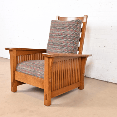 Stickley Mission Oak Arts & Crafts Spindle Reclining Morris Lounge Chair