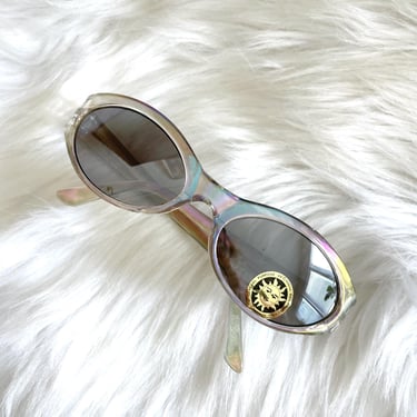 Vintage Y2K Pink Iridescent Wrap Around Sunglasses 