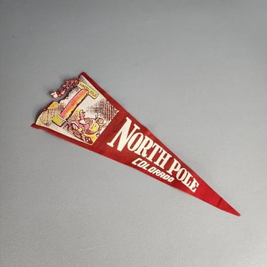 Vintage North Pole Colorado Souvenir Felt Pennant Flag 