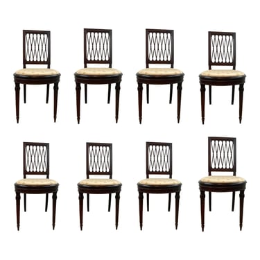 Antique Gothic Revival Mahogany Petit Side Dining Chairs Set of 8