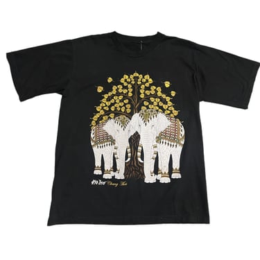 (XL)Vintage My Dreams Thailand Elephant Raised Print T-Shirt