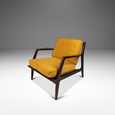 Danish Mid-Century Modern Model 596 Lounge Chair in Beech & Bouclé by Lawrence Peabody and Ib Kofod Larsen for Selig, Denmark, c. 1950's 