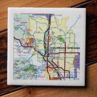 1975 Colorado Springs Map Coaster. Colorado Map. Manitou Springs