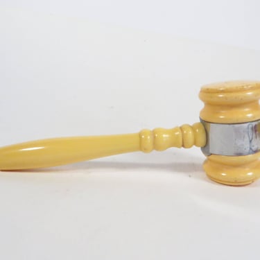 Small Mid Century Yellow Bakelite Gavel - Vintage Bakelite Gavel 