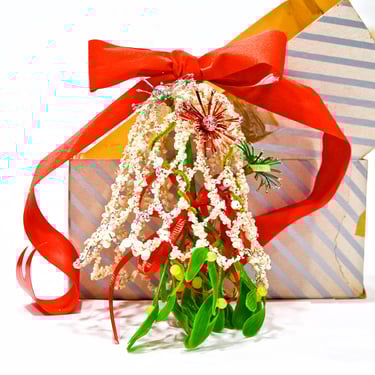 VINTAGE: Wire Floral Hanging Bell - Bell Ornament - White Bell - Hanging Door Bell - SKU 28-B-00013005 