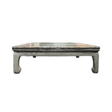 Chinese Distressed Gray Low Square Coffee Kang Table Stand ws4738E 