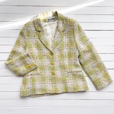 rainbow plaid jacket 90s y2k vintage Alain Chabason designer lime green pink blazer 