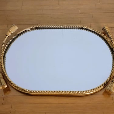 Ormolu Rope and Tassel Oval Mirrored Vanity Tray 