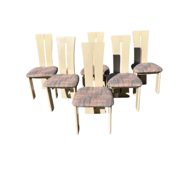 ( Set of 6 ) Postmodern Cream Lacquered Peitro Costantini Italian Dining Chairs