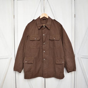 Vintage 60s Brown Canvas Jacket - 100% Cotton - Military Army 