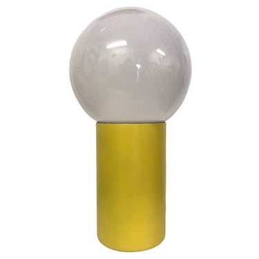 Bauhaus Yellow Base Globe Table Lamp | Large Mid-Century Uplight | Space Age Color Pop/ Eames Era Can Lamp 