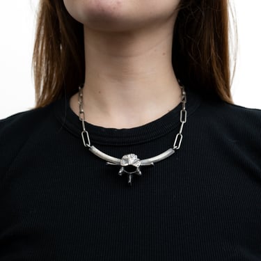 Sterling Silver Plated Copper Bar and Vertebrae Choker