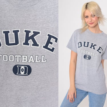 Vintage 90s Duke Football T-Shirt - Grey Champion Tee Duke University Graphic Durham North Carolina Tee Vintage 1990s College TShirt Small 