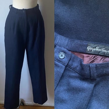 Navy Wool Classic High Rise Trousers 