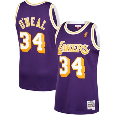 Men's Los Angeles Lakers Shaquille O'Neal Mitchell &amp; Ness NBA Mens Hardwood Classic 1996-97 Swingman Purple Jersey