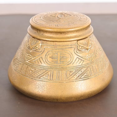 Tiffany Studios New York American Indian Bronze Doré Inkwell