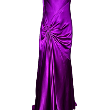 Bellville Sassoon Jewel Tone Purple Partial-Bias Cut Silk Gown