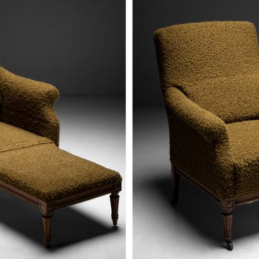 Convertible Chair-Lounge in Boucle by Pierre Frey