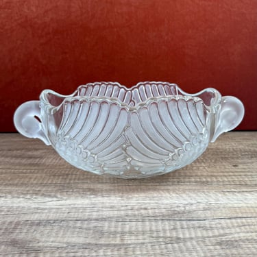 Mikasa Walther Crystal Collection Frosted Glass Dish Featuring Graceful Double Swan Design Centerpiece Bowl 