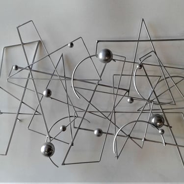 Mid Century Curtis Jere Style Large Wall Sculpture Abstract Geometric Brutalist 