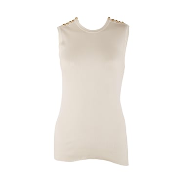 Chanel White Button Ribbed Dress