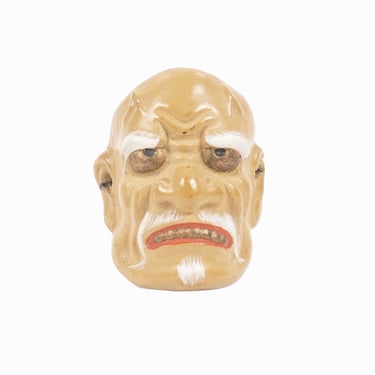 Noh Theater Ceramic Mask Japan Miniature Netsuke Seven Lucky Gods 