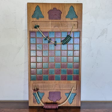 Vintage Wooden Camp Hangable Checkerboard 