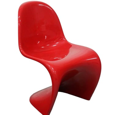 Contemporary Modern Verner Panton Red Vitra Molded Plastic Stackable Side Chair 