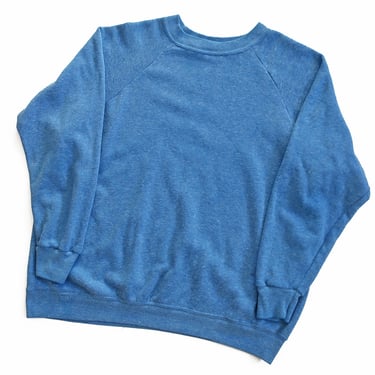 vintage sweatshirt / 70s sweatshirt / 1970s Sportswear heather blue raglan crew neck sweatshirt Large 