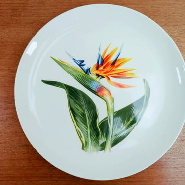 Vintage Santa Anita Pottery Platter Chop Plate | Bird of Paradise | Flowers of Hawaii | CA 