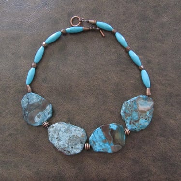 Copper and turquoise statement necklace 