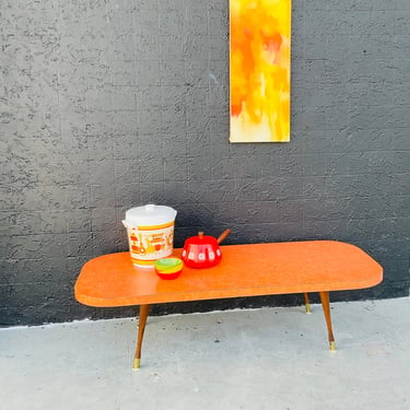 Formica Orange Coffee Table with MCM Legs