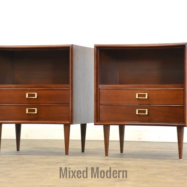 Refinished Paul Frankl Walnut Nightstands - A Pair 