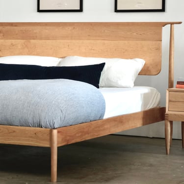 Mid Century Modern Platform Bed - Solid Wood Bed - Bed no.5 