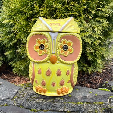 Mid Century Owl Cookie Jar Japan Pottery 