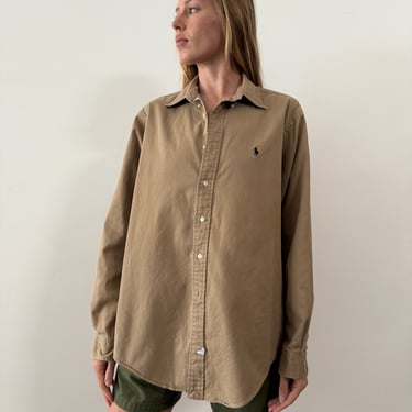 90s Ralph Lauren Tan Button Down
