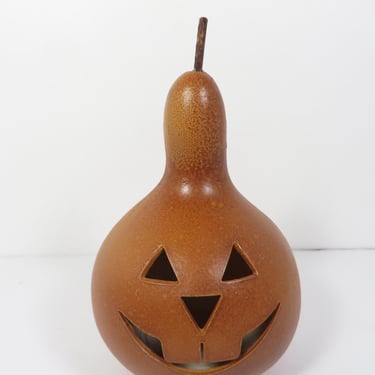 Vintage Gourd Shaped Jack O Lantern - Faux Gourd Jack O Lantern 