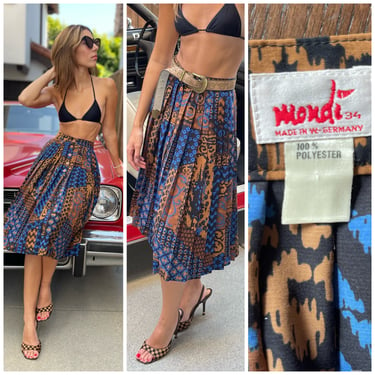 Designer high waist 80s print Skirt by MONDI Xs s 