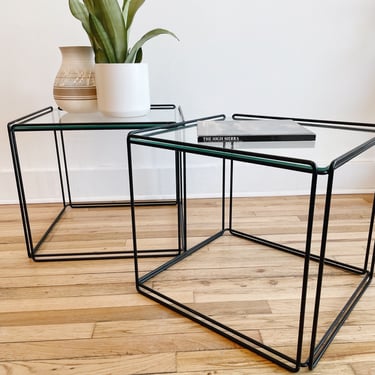 Max Sauze ‘Isoceles’ Metal & Glass Cube Side Tables