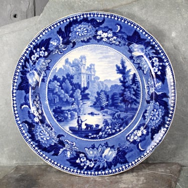 LC3 Historical Staffordshire Plate Bamborough Castle Blue Bell Series Adams 1825 | Bixley Shop 