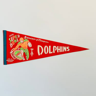 Vintage 1974 Miami Dolphins Super Bowl Champions NFL Football Pennant 