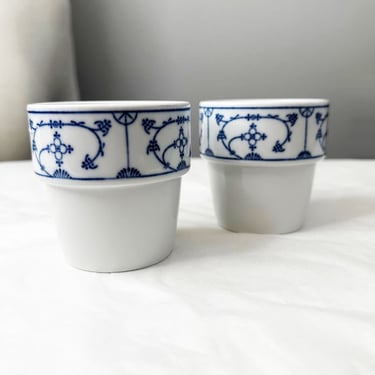 Vintage JÄGER EISENBERG Porcelain Mug coffee Tea Cup Germany Porcelain Blue White Onion Pattern 7.5oz Art Deco 1930's, 1940's 