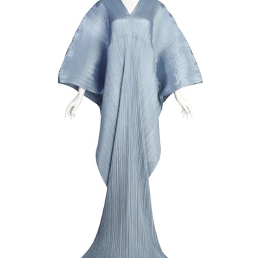 Pleats Please by Issey Miyake Vintage Light Blue Dramatic Madame T Wrap Cape Tunic Caftan Dress